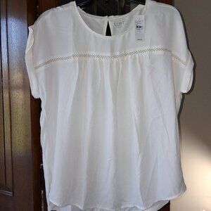 Ann Taylor LOFT Cap sleeve mixed media blouse sz M NEW  B18